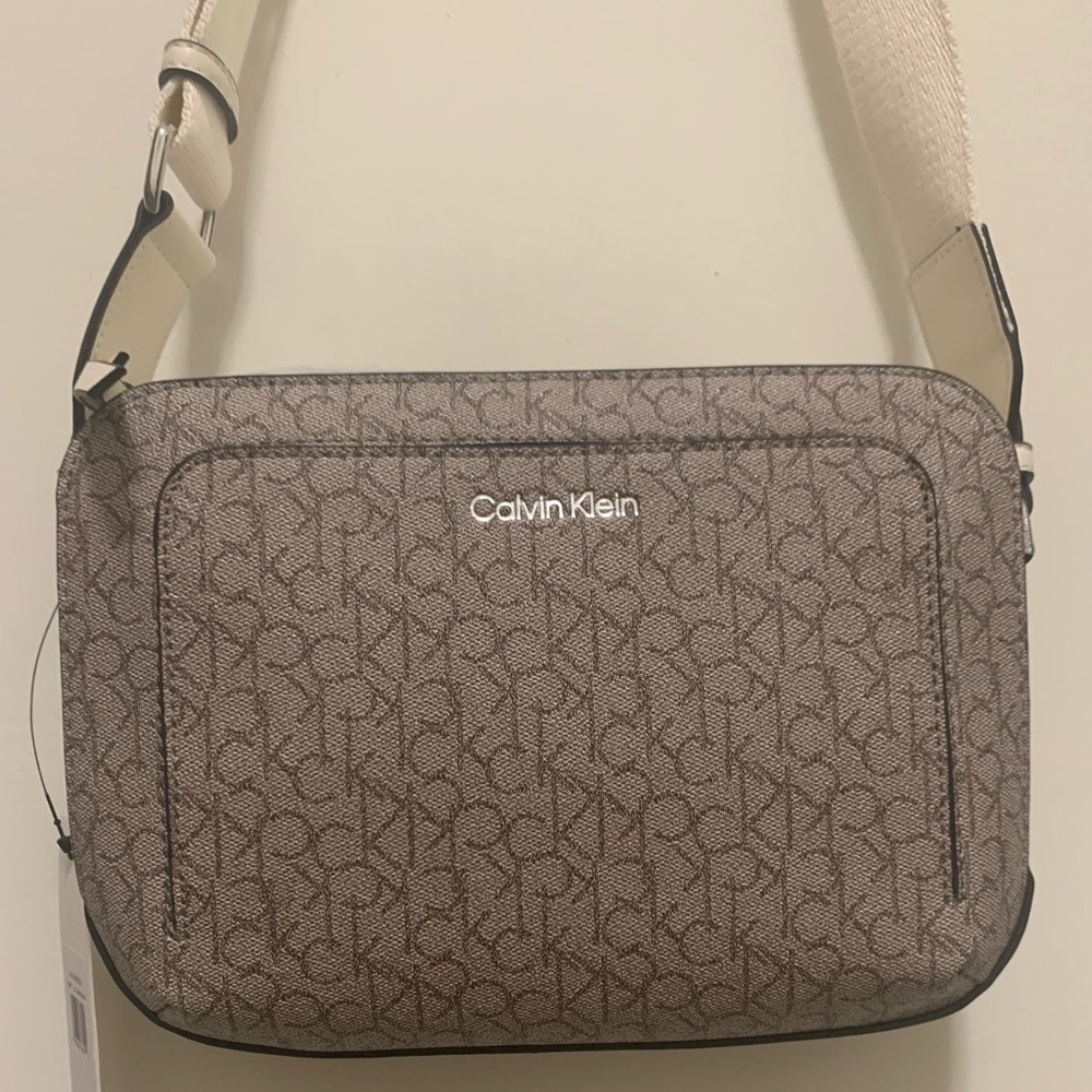 Calvin Klein Beige and White Crossbody Bag